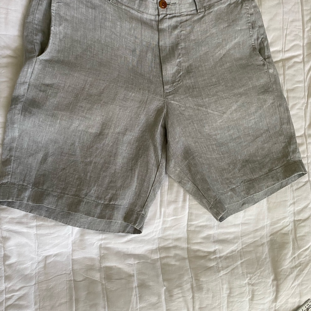 Men's Linen Blend Casual Shorts in Light Gray